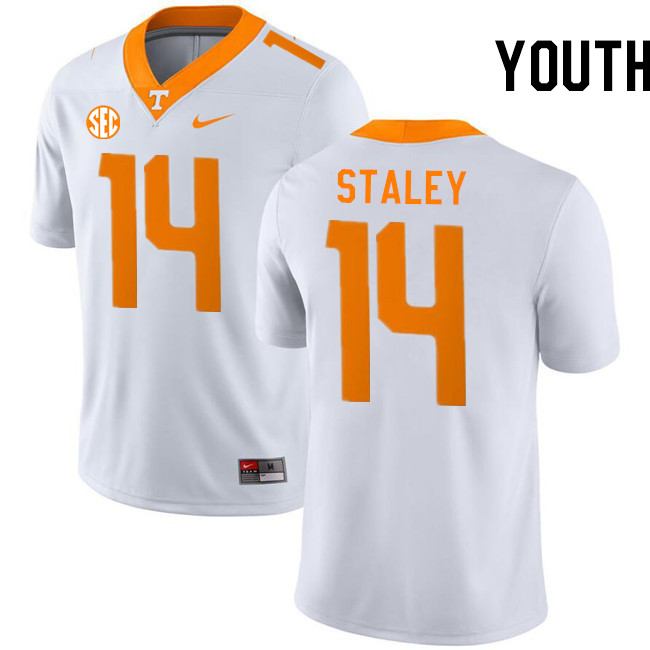 Youth #14 Braylon Staley Tennessee Volunteers College Football Jerseys Stitched-White